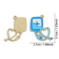 Nurse medical theme enamel alloy pendant charm DIY jewelry necklace keychain accessory - IV Bag Stethoscope Style (A8-358) / 1 Piece/Pack (31*27mm) / Blue