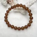 Brown quartzite jade bead bracelet detail view, smooth polished round beads close up. - 8mm / Brownish Jade