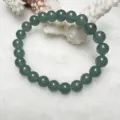 Dark green quartzite jade bead bracelet, elegant gemstone wrist jewelry for daily wear. - 8mm / Guatemalan Jadeite