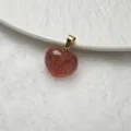 Colgante de corazón de cuarzo fresa natural detalle, collar de piedra preciosa pulida. - Colgante Solo (Sin Cadena)