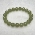 Green quartz jade beaded bracelet, smooth round gemstone charm jewelry for daily wear. - 10mm / Light Aqua Green