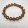 Brown quartzite jade bead bracelet, simple elegant round gemstone wrist jewelry for daily wear. - 10mm / Brownish Jade