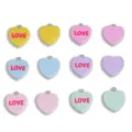 Colorful Valentine resin heart charms DIY jewelry pendant accessories keychain 12pcs - LOVE