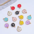 Pendents colorés irréguliers en émail et alliage de lune pour accessoires de bijoux DIY collier - 16x13mm / Couleurs Mélangées Aléatoires