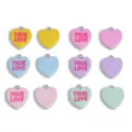 Colorful heart resin charms with true love text for DIY jewelry necklaces and keychains. - True Love / 20x19mm / Blue