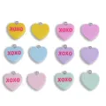 Colorful heart resin charms with XOXO letter and plain styles for DIY jewelry making. - XOXO / 20x19mm / Blue