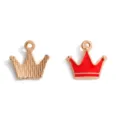 Mini kourona kremasta smalto alloy DIY kosmimata gia vrasiole kolana chryso kai kokkino - A8-324 / 15x16mm / Κόκκινο