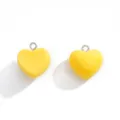 Yellow heart resin charms, glossy finish pendant for DIY handmade jewelry bracelets. - 18x16.5mm / Yellow