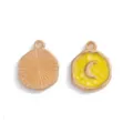 Pendentif breloque porte-clés bijoux alliage soleil lune émail or jaune DIY accessoire - 16x13mm / Jaune