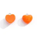 Orange heart resin charms for DIY jewelry making, cute pendants for necklaces and bracelets. - 18x16.5mm / Orange