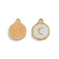Pendentifs breloques émaillées soleil lune dorés accessoires bijoux DIY collier porte-clés - 16x13mm / Blanc