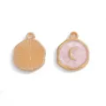 Pendentif breloque en alliage lune et soleil irrégulier émaillé rose pour bijoux DIY - 16x13mm / Rose