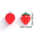 Cute resin strawberry charm pendant for DIY handmade jewelry necklace keychain making - Red Strawberry