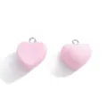 Bonitos colgantes de corazon de resina brillante rosa macaron con argollas para joyeria - 18x16.5mm / Rosa Claro