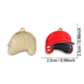 Baseball helmet enamel metal charm pendant for DIY jewelry making bracelet necklace keychain. - Baseball Helmet Pendant (A8-314) / 25x25mm / Red