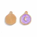 Pendentifs breloques en alliage doré soleil et lune émaillés pour bijoux et colliers DIY. - 16x13mm / Violet
