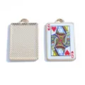Ciondolo in lega carta da gioco Regina di Cuori accessorio gioielli DIY collana portachiavi - Modello-Q / 28x18mm