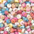 Acrylic letter beads, 7x4mm flat alphabet beads, for DIY phone charms and bracelets. - Colorful Letters Smiley