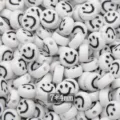 Acrylic smiley face flat beads white black 7x4mm loose beads DIY jewelry making crafts - White With Black Smiley Face