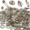Steampunk Zahnräder Anhänger Set Bronze Metall Cogs Totenkopf DIY Schmuck Basteln - Antik-Bronze und 6 Totenköpfe