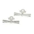 Pendentif diplôme de remise des diplômes argenté vintage pour accessoires de bijoux DIY. - Style Diplômé Argent Antique (A2-120)