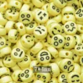 Acrylic smiley face flat beads for DIY phone charms, bracelets and jewelry making accessories. - Yellow with Black Smile