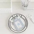 Ins style Korean PU leather photocard holder with angel wings and cute keychain design. - Blue