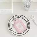 Pink PU leather photo card holder with angel wings cute photocard sleeve and star pendant - Pink