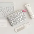 Silver puffy quilted heart pouch portable makeup cosmetic bag cute coin purse storage. - Heart - Silver