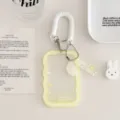 Transparent wave card holder with spring coil lanyard cute acrylic pendant student ID bus card sleeve - Yellow