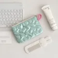 Quilted heart pattern storage bag portable cosmetic pouch cute makeup organizer for daily use - Heart-LOVE Green