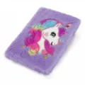 Purple plush notebook with cute embroidered unicorn design, soft fuzzy cover journal diary. - A5 / Purple