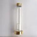 Clear glass crystal energy water bottle with elegant metallic gold lids and dome - Gold Small Opening (Without Crystal Stone) / 550ml