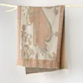 Vintage Schal mit ethnischem Blumen-Jacquard-Muster und Fransen in Beige und Orange - Jacquard-Tassel-Stil im ethnischen Vintage-Stil / 65X200cm / Beige