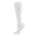 Weiße Kniestrümpfe Kompressionssocken mit zartem rosa Blumenmuster für Sport - S/M / Weiß mit Fünfblättrigen Blumen
