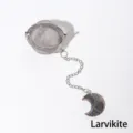 304 stainless steel tea infuser ball featuring a natural labradorite moon pendant - Blue Flash Stone