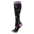 Compression socks with medical theme pattern in black and purple colors - S/M / Purple Cuff Medical Pattern