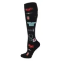 Black compression socks with medical themed patterns for fitness and running - S/M / Medical Bag