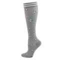 Grey knee-high compression sports socks featuring cute panda pattern print for fitness. - S/M / Striped Rib Grey Panda / Gray