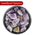 Cluster di cristalli di ametista e citrino naturali in una ciotola di metallo grigio - Cluster di Ametista / Misura 1,5-3 cm (100g)