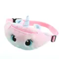 Niedliche Plüsch Einhorn Brusttasche für Kinder, weiche bestickte Umhängetasche mit verstellbarem Gurt. - Pastellrosa Große Augen