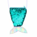 Kids sequin mermaid tail coin purse, cute glitter crossbody wallet with strap for girls. - Green