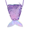 Kids purple sequin mermaid tail crossbody coin purse cute little girl shoulder wallet bag. - Violet