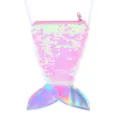 Kids mermaid tail sequin crossbody coin purse cute glitter shoulder bag for girls daily - Pink