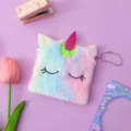 Plush unicorn coin purse pastel fluffy kawaii pouch for children girls birthday gift idea. - Green
