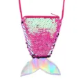 Kids mermaid tail sequin crossbody coin purse sparkling cute small handbag for girls - Rose Red