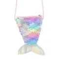 Kids Sequin Mermaid Tail Crossbody Purse, Colorful Paillette Coin Pouch with Pink Strap - Multicolor
