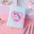 Quaderno in peluche carino con cuore unicorno di paillettes, copertina soffice per diario - Multicolore Tie-dye