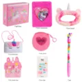 Niedliches Einhorn Geschenkbox Set mit Notizbuch Umhaengetasche Haarschmuck Schreibwaren - Einhorn Notizbuch Set