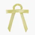 Satin bow hair scrunchie for women, elegant long ribbon ponytail holder hair accessories. - Yellow